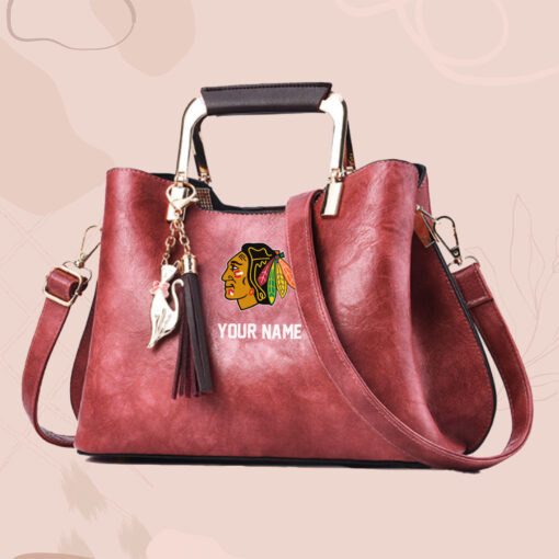 NHL - True fans of Chicago Blackhawks's Hand Bag:nhl,hand bag,leather handbag,nhl hand bag