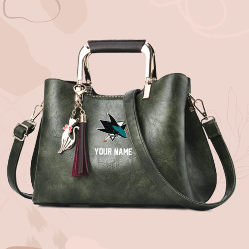 NHL - True fans of San Jose Sharks's Hand Bag:nhl,hand bag,leather handbag,nhl hand bag